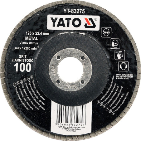 Kotouč lamelový brusný na kov 125x22,4mm P100 YATO YT-83275