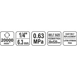 Pneumatická pásová bruska 20x520mm(rozměr pásu) YATO YT-09742