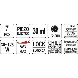 Pájka plynová 3v1, 30-70W,30ML YATO YT-36706