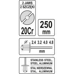 Nýtovačka ruční 250 mm YATO YT-36007