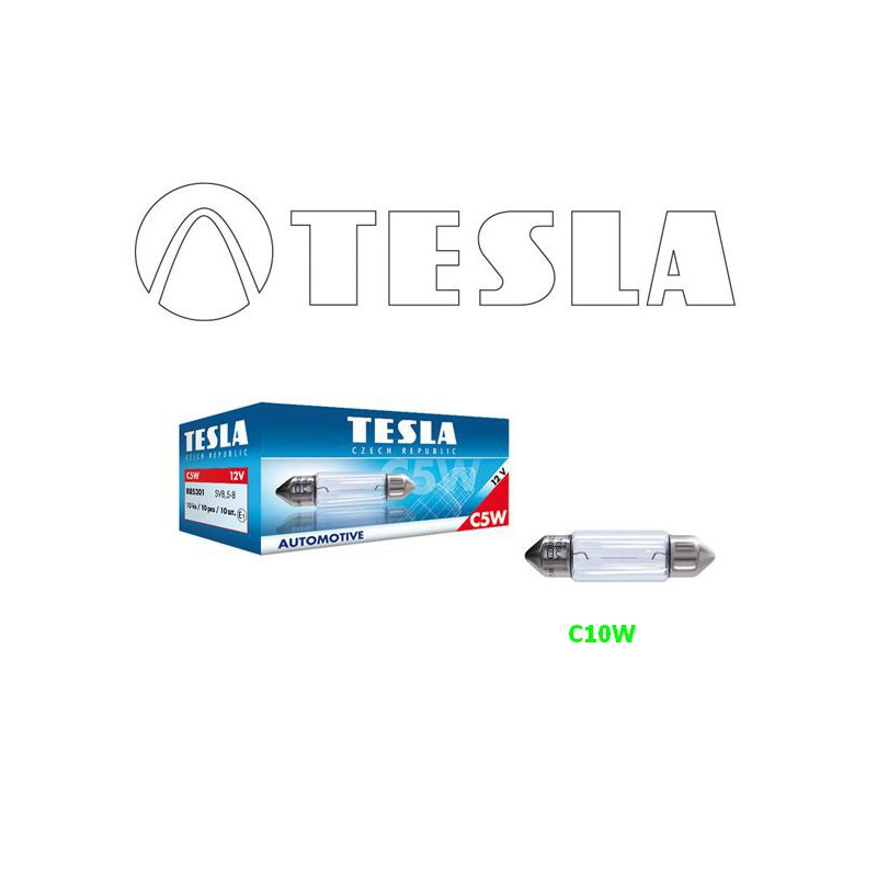 Autožárovka 12V 10W 11x38 SV8,5 sufit TESLA - 10ks