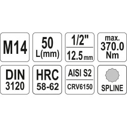 Nástavec  1/2" bit vícezubý M14 YATO YT-04345