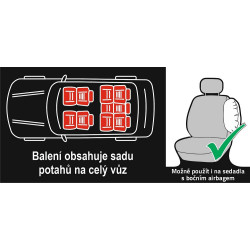 Potahy sedadel sada 9ks CARBON LIGHT šedé AIRBAG Compass 31688