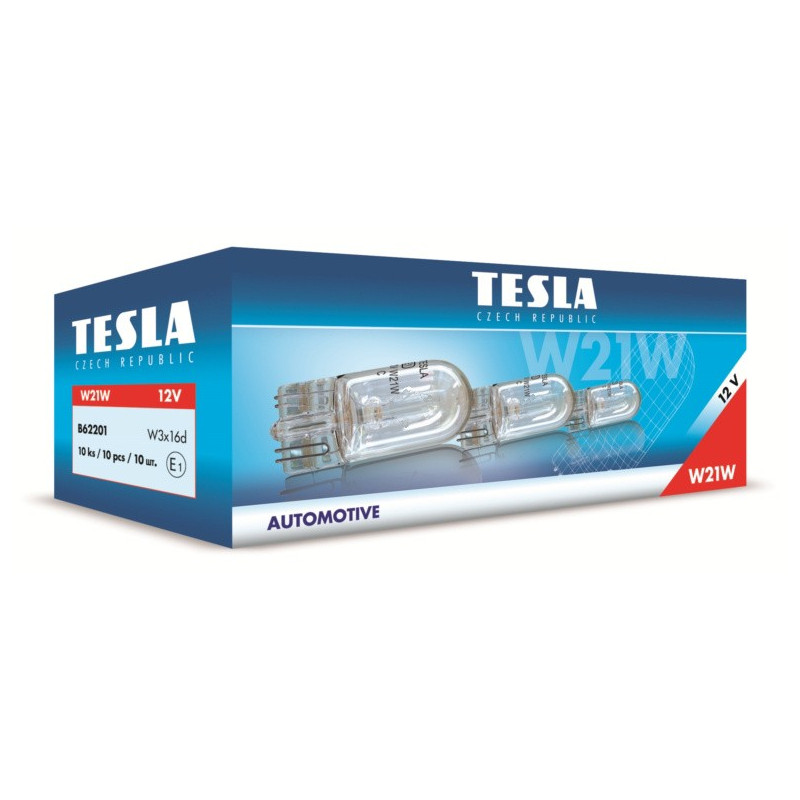 Autožárovka 12V W21W W3x16d TESLA B62201