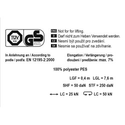 Popruh s ráčnou a háky 5t 8m  TÜV/GS Compass 02252