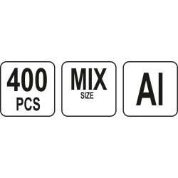 Nýt hliníkový sada 400ks (2,4, 3,2, 4,0, 4,8mm) YATO YT-36420