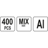 Nýt hliníkový sada 400ks (2,4, 3,2, 4,0, 4,8mm) YATO YT-36420