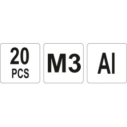 Nýtovací matice hliníková M3 20ks YATO YT-36451