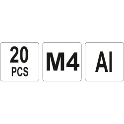 Nýtovací matice hliníková M4 20ks YATO YT-36452