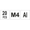Nýtovací matice hliníková M4 20ks YATO YT-36452