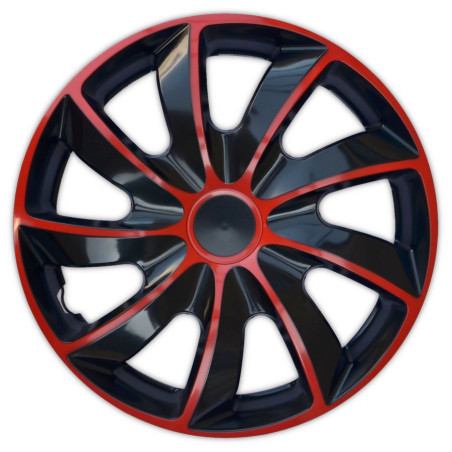 Poklice na kola QUAD BICOLOR BLACK/RED 16"