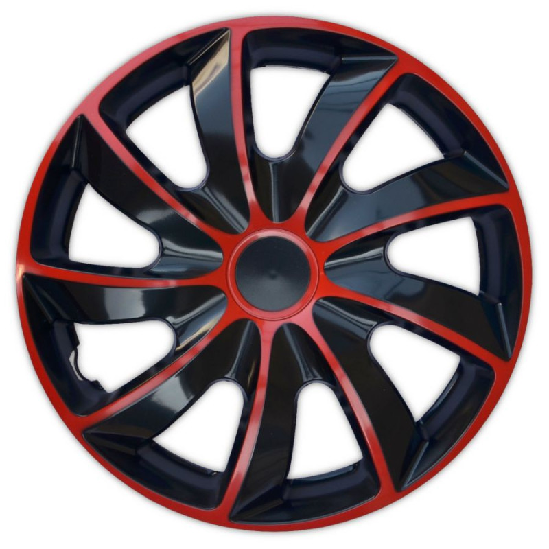 Poklice na kola QUAD BICOLOR BLACK/RED 15"