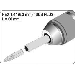 Adaptér SDS+ HEX 1/4" YATO YT-04690