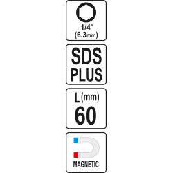 Adaptér SDS+ HEX 1/4" YATO YT-04690
