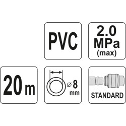 Hadice vzduchová PVC 8mm 20m YATO YT-24221