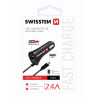 Auto nabíječka CL 2x USB, 12V-24V, 5V, 4800mA, nabíjení mobilních telefonů a GPS, černá SWISSTEN