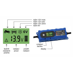 Nabíječka autobaterií 6V 12V 3,8A GEL AGM VRLA procesorová COMPASS