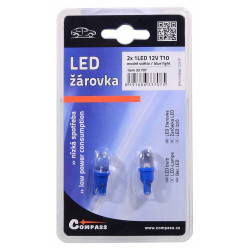 Žárovka 1LED 12V  T10  modrá  2ks
