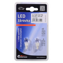 Žárovka 1LED 12V  T10  bílá  2ks
