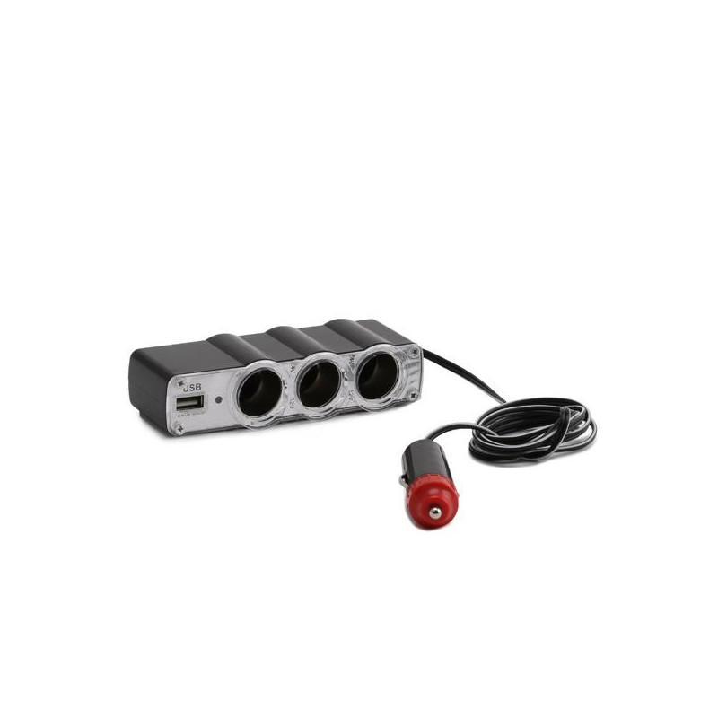 Roztrojka do autozapalovače s kabelem + USB