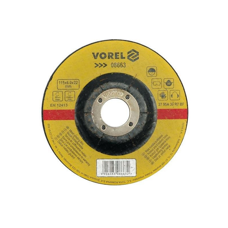 Kotouč na kov 115 x 22 x 6,0 mm vypouklý brusný Vorel TO-08663