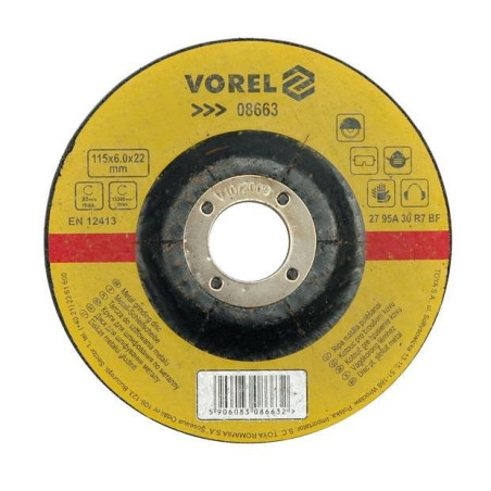 Kotouč na kov 115 x 22 x 6,0 mm vypouklý brusný Vorel TO-08663