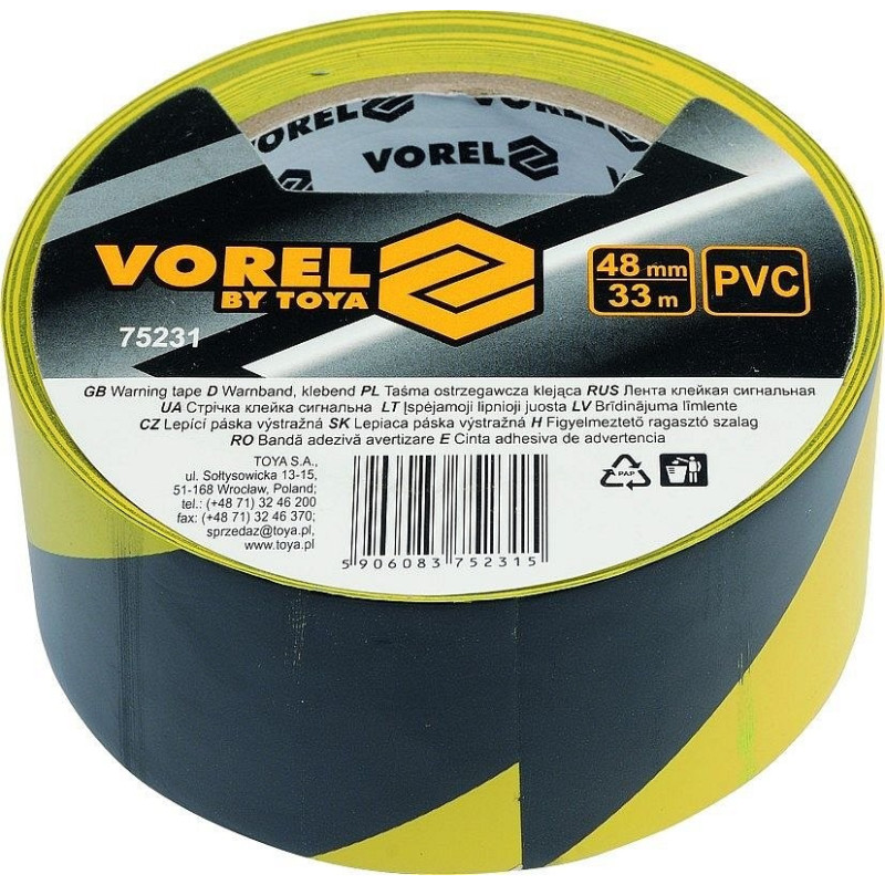 Páska výstražná černožlutá 48 mm x 33 m Vorel TO-75231