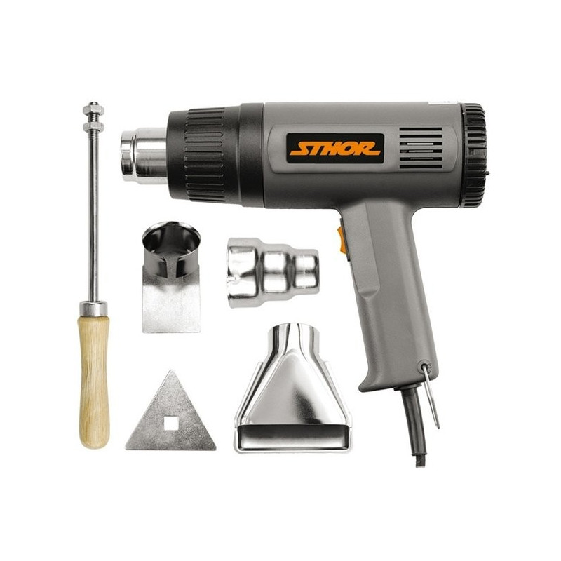 Pistole opalovací 230V 1000/1500W 375/495°C + příslušenství Sthor TO-79328
