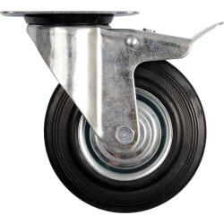Otočné kolečko s brzdou, gumové 60kg 100/27/130mm Vorel TO-87322
